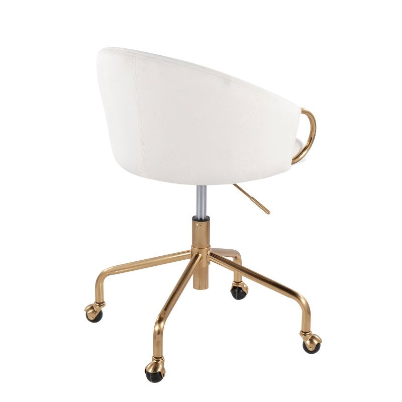Claire Velvet Task Chair with Gold Armrests & Base, Adjustable Height - LumiSource
