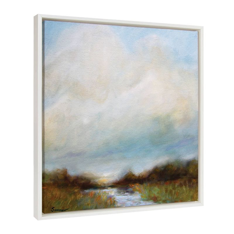 22" x 22" Sylvie Tranquility Framed Canvas by Mary Sparrow White - Kate & Laurel: Serene Nursery Art Decor