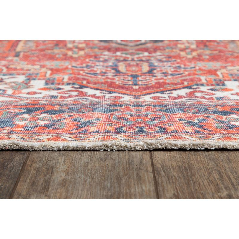 5'6"x8'6" Chandler Medallion Area Rug Red - Momeni: Bohemian Shibori Pattern, Medium Pile, Indoor Use, 6x8 Rug
