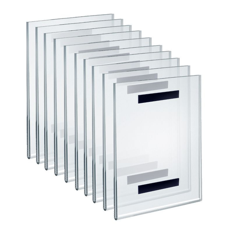 Azar Displays Clear Acrylic Magnet Back Sign Holder Frames 8.5" W x 11" H - Vertical / Portrait, 10-Pack