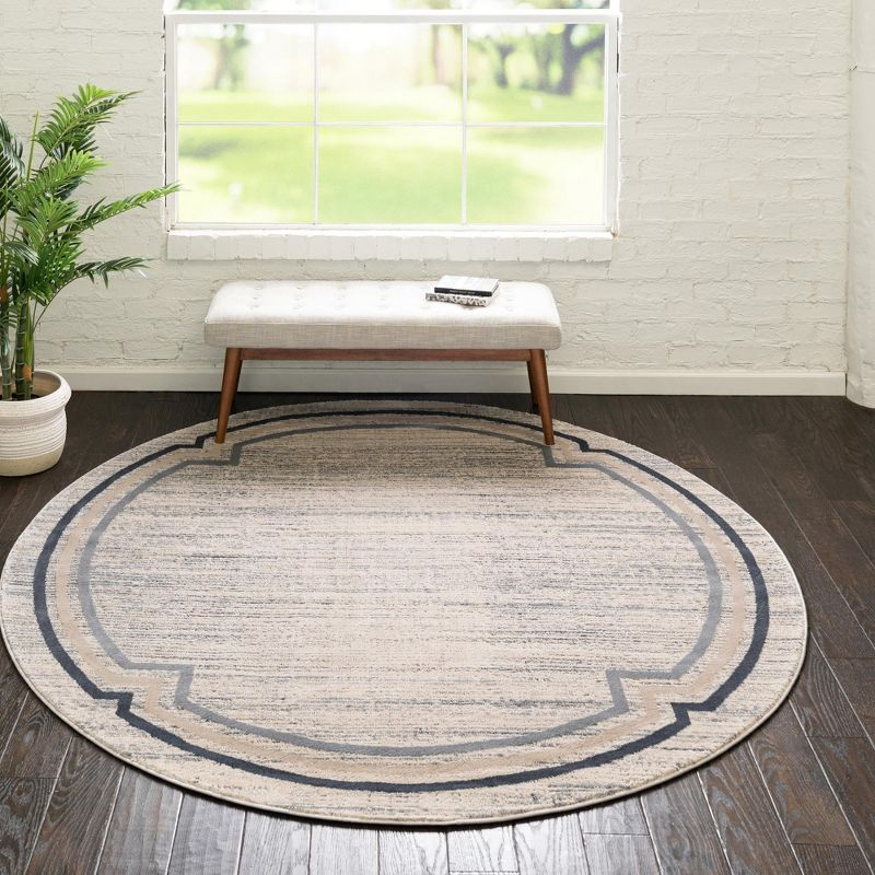 Unique Loom Oasis Collection Area Rug - Fountain (4'  Round Gray/Ivory)