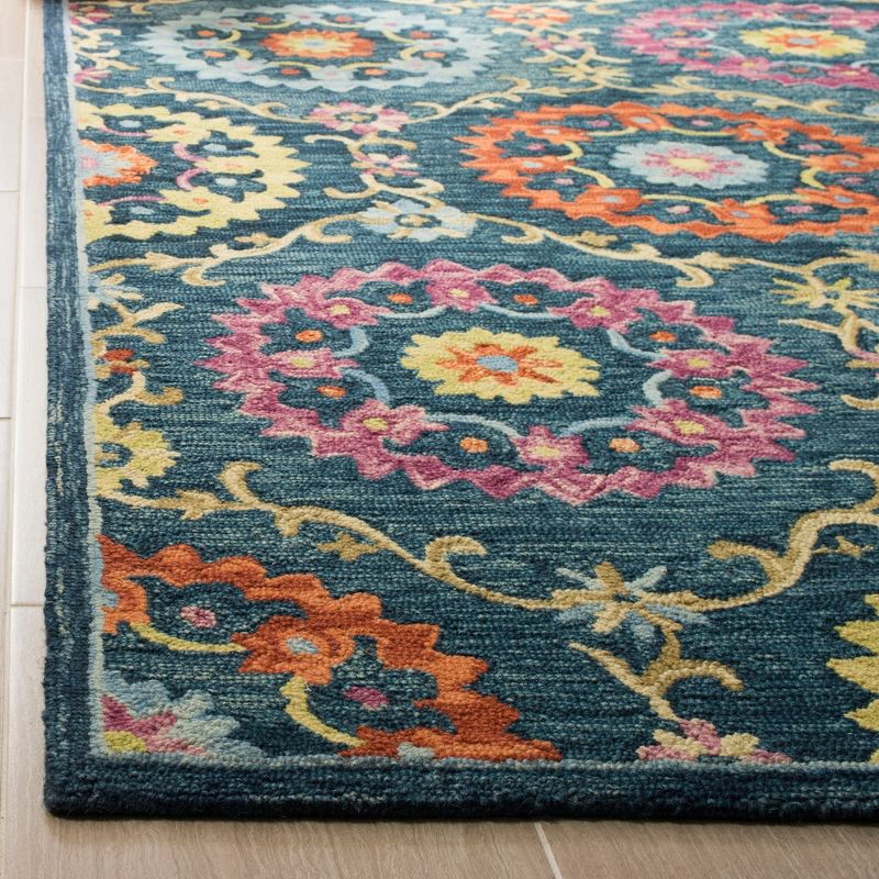 Suzani SZN328 Hand Hooked Indoor Area Rug - Blue/Multi - 5'x8' - Safavieh.