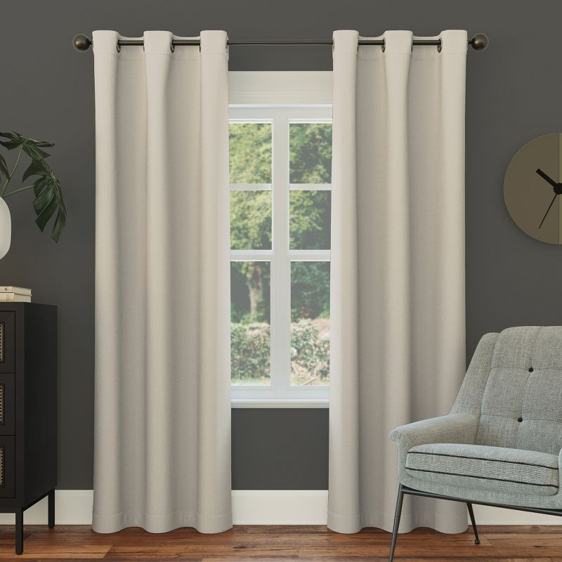 40"x108" Sun Zero Blackout Kenneth Energy Saving Grommet Curtain Panel Pearl: Modern Thermal Insulated Noise Reduction