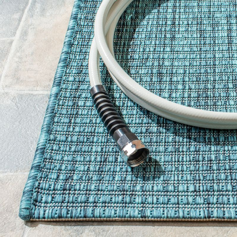 Courtyard CY8403 Power Loomed Indoor/Outdoor Area Rug - Grey/Aqua - 6'7"x6'7" - Safavieh.