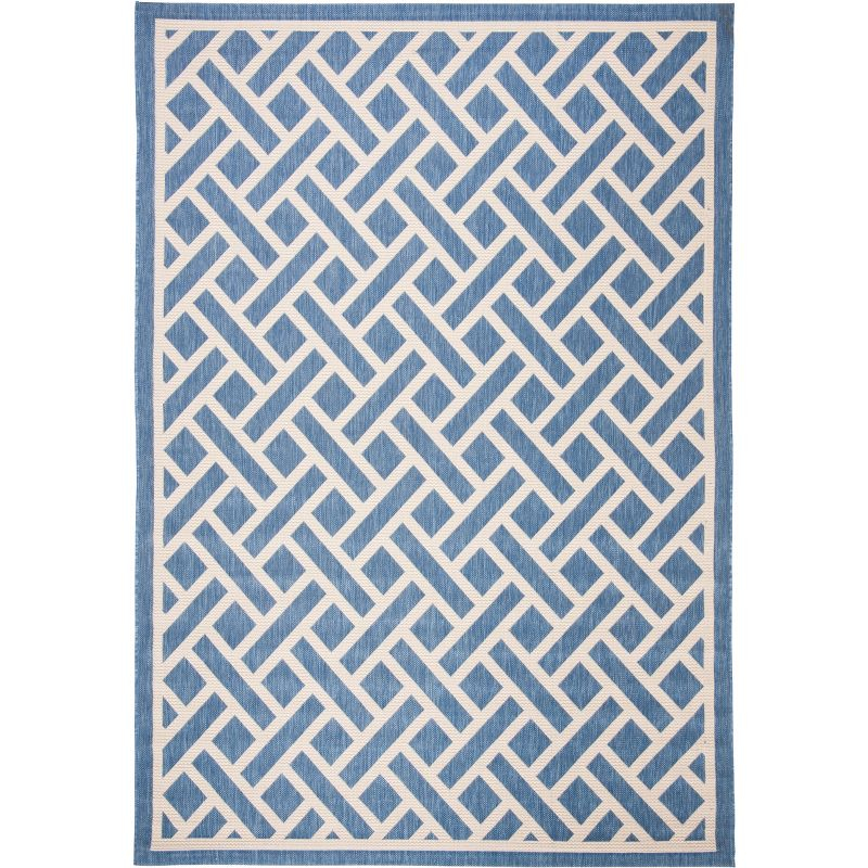 Courtyard CY6306 Power Loomed Indoor/Outdoor Area Rug - Blue/Light Beige - 6'7"x9'6" - Safavieh.