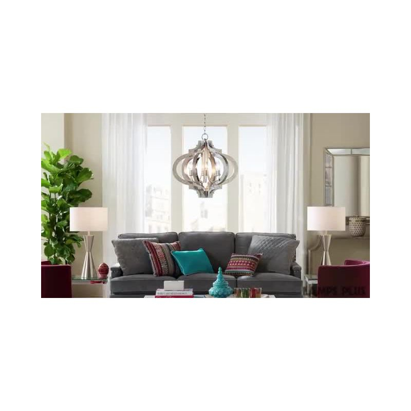 Possini Euro Design Ornament Aged Silver Gold Bronze Chandelier 23 1/4" Wide Industrial 6-Light Fixture for Dining Room Foyer Kitchen Island Entryway