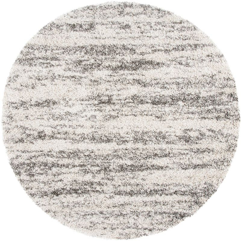 Hudson Shag SGH206 Power Loomed Area Rug - Ivory/Grey - 7' round - Safavieh.