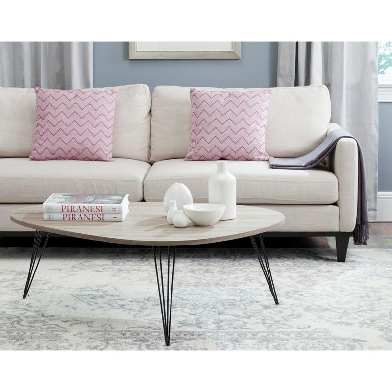 Wynton Retro Mid Century Wood Coffee Table - Oak/Black - Safavieh