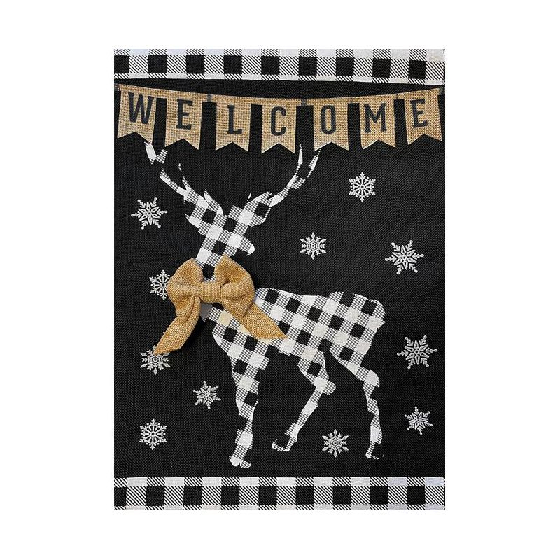 Briarwood Lane Checkered Deer Burlap Winter House Flag Welcome 28