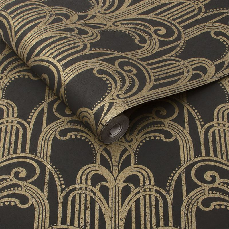 Art Deco Black and Gold Geometric Paste the Wall Wallpaper