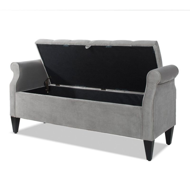 NicBex Modern 57.5" Storage Bench Wood Accent Stools with Tufted Top and Rolling Arms for Bedroom and Entryway, Gray