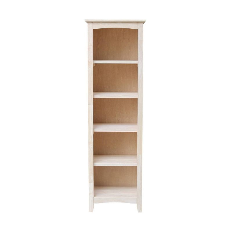 60" Shaker Bookcase Unfinished Brown - International Concepts: Solid Parawood, 4-Shelf Design