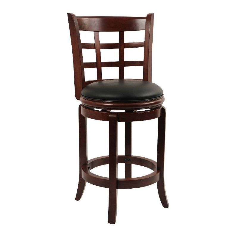 24" Kyoto Wood Composite Counter Height Barstool Cherry - Boraam: Swivel, Upholstered, Lacquered Finish