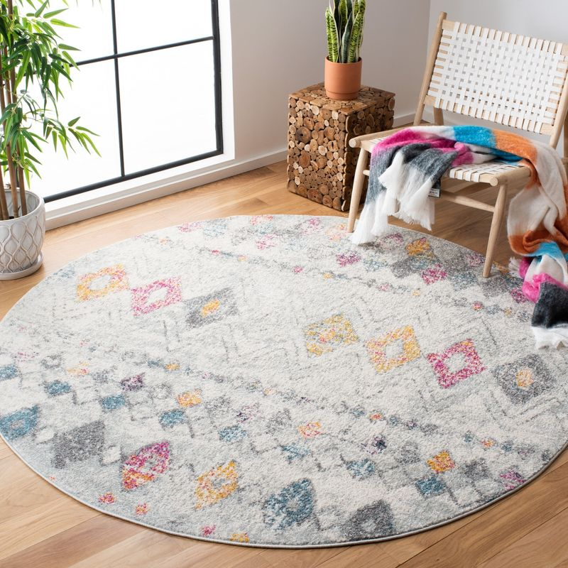 Madison 700 MAD798 Power Loomed Indoor Area Rug - Grey/Gold - 4' Round - Safavieh