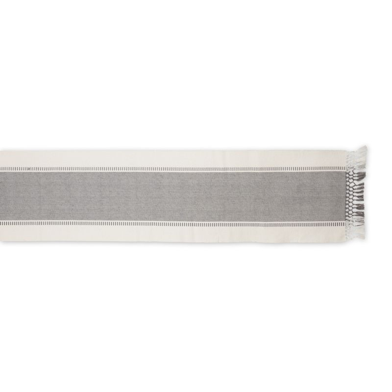 Design Imports  Ribbed Dobby Stripe Table Runner, Cool Gray, 13X72"