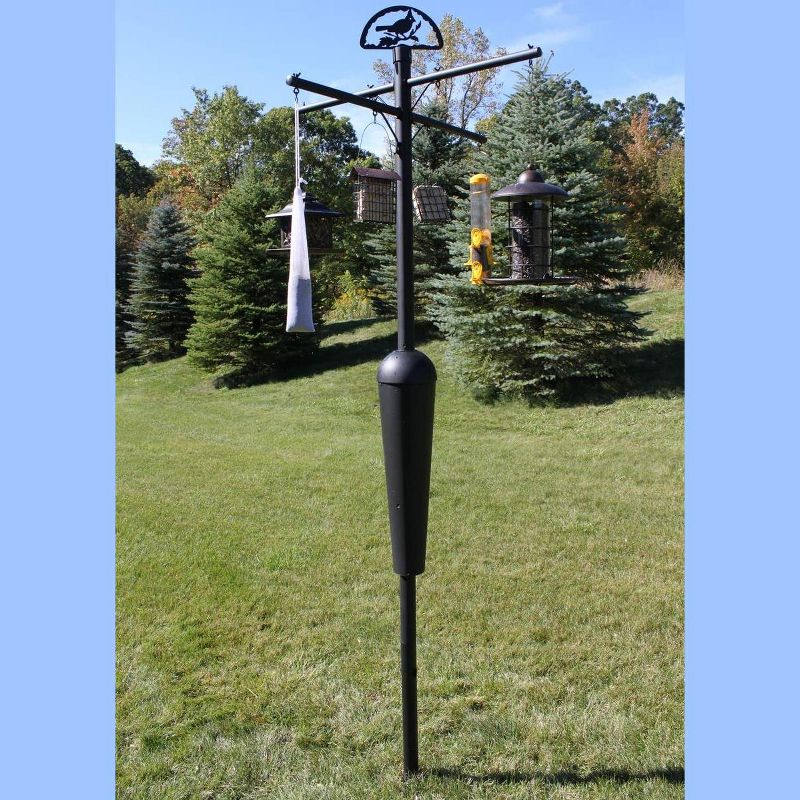 Squirrel Stopper Deluxe Bird Feeder Pole – 100% Squirrel-Proof with Patented Baffle, Heavy-Duty Steel, Easy Installation, Holds 8 Feeders, Wind