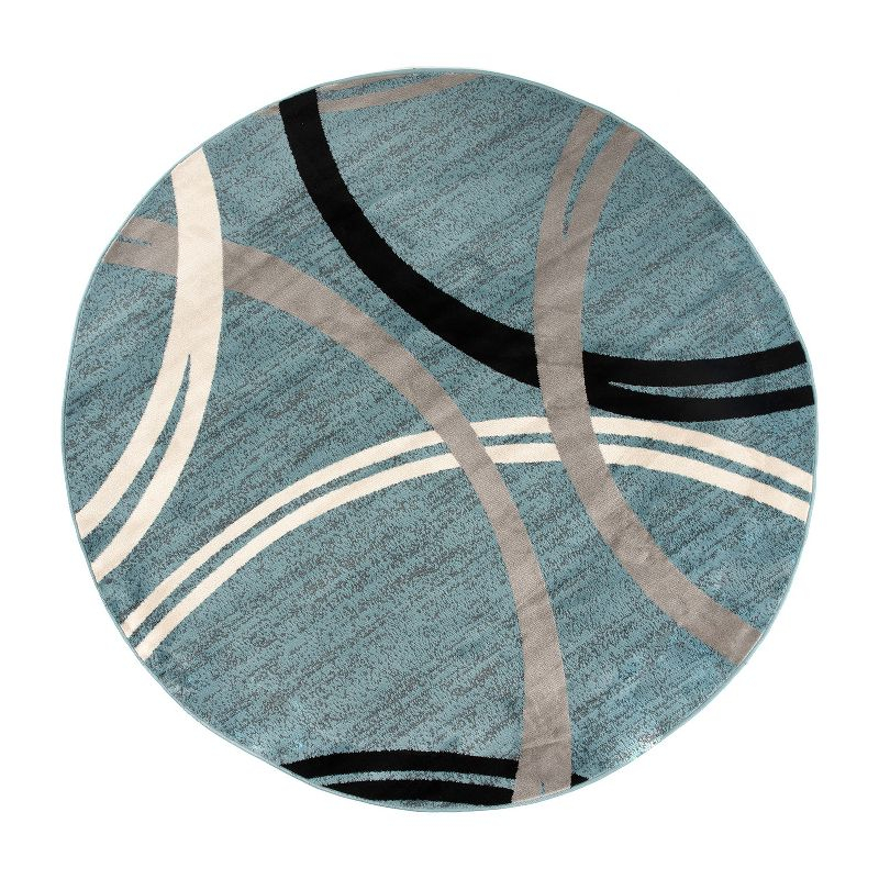 World Rug Gallery Contemporary Abstract Circles Design Area Rug - BLUE 8' Round