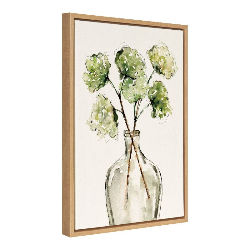 18" x 24" Sylvie Greenery Vase Framed Canvas by Sara Berrenson Natural - Kate & Laurel All Things Decor
