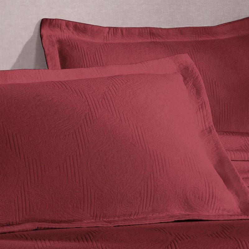 Vintage Cotton Matelasse Jacquard Medallion Scroll Bedspread Set, Twin, Garnet Red - Blue Nile Mills