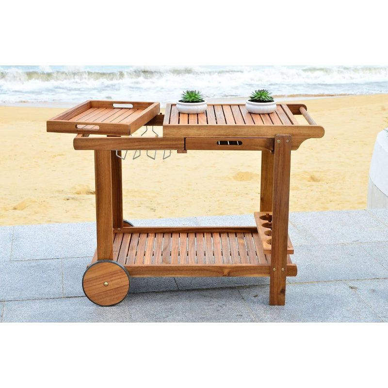 Orland Outdoor Tea Trolley PAT7010 - Natural - Safavieh