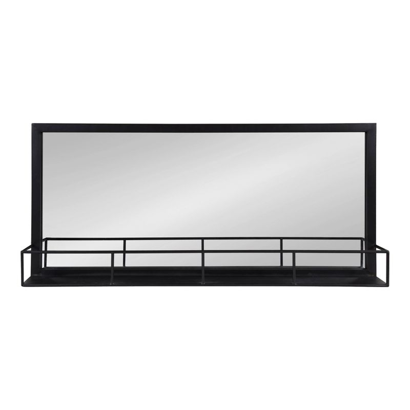 40" x 18" Jackson Metal Frame Mirror with Shelf Black - Kate & Laurel All Things Decor: Modern Rectangle, No Assembly Required