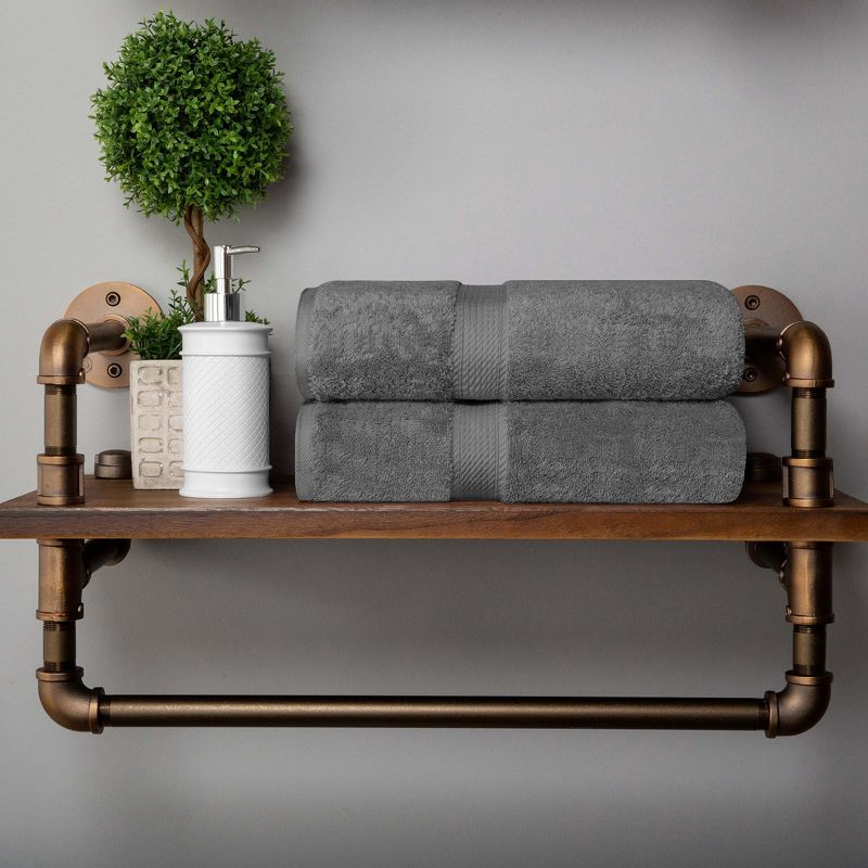 Luxury Egyptian Cotton Heavyweight Ultra-Plush Bath Towel Set of 2, Charcoal - Blue Nile Mills