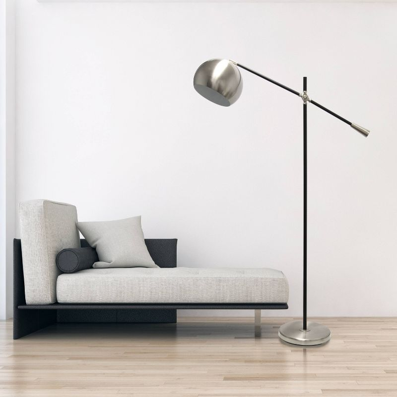 Swivel Floor Lamp with Inner Dome Shade Brushed Nickel - Lalia Home: Adjustable Neck, UL Listed, Metal Body
