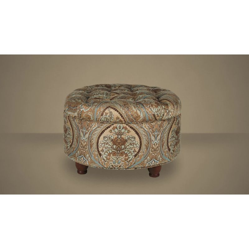 Large Tufted Round Storage Ottoman Navy - HomePop