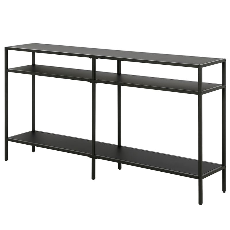 55" Black Bronze Console Table with Metal Shelves - Henn&Hart