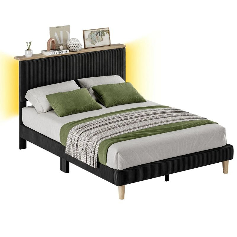 Bestier Queen Size Bed Frame with Headboard Black