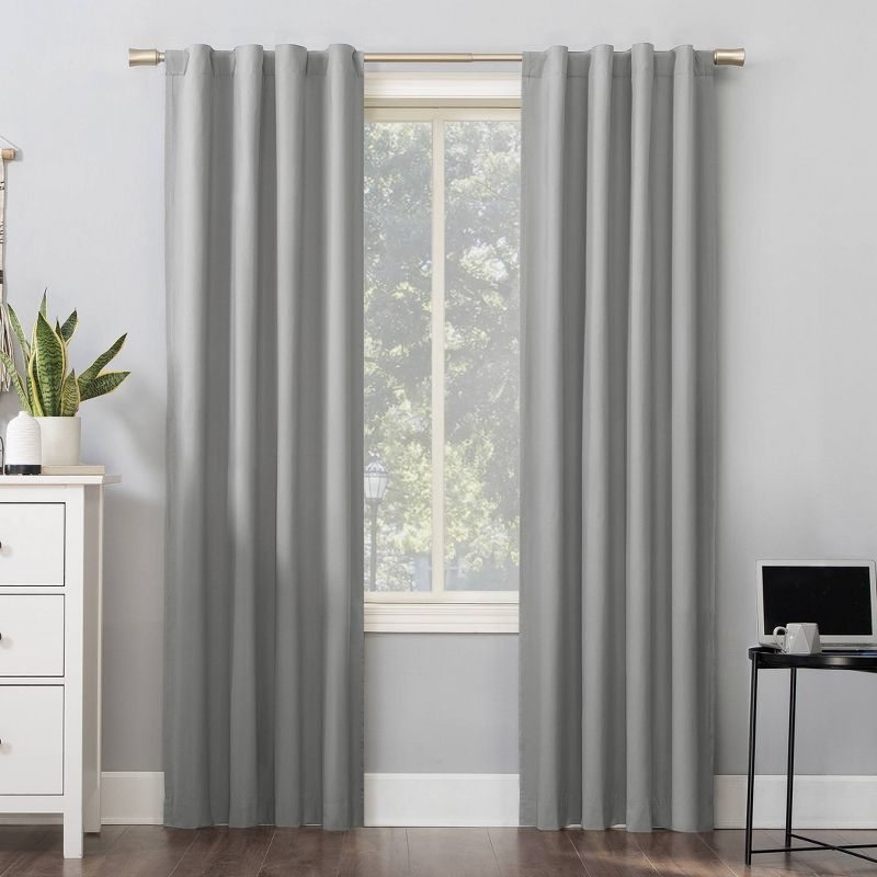 40"x63" Sun Zero 100% Blackout Cyrus Thermal Back Tab Curtain Panel Silver: Modern Solid Indoor Polyester