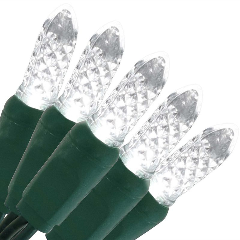 Sunnydaze Electric Plug-In 70ct LED Indoor/Outdoor String Lights Faceted M6 White - 21' Green Wire