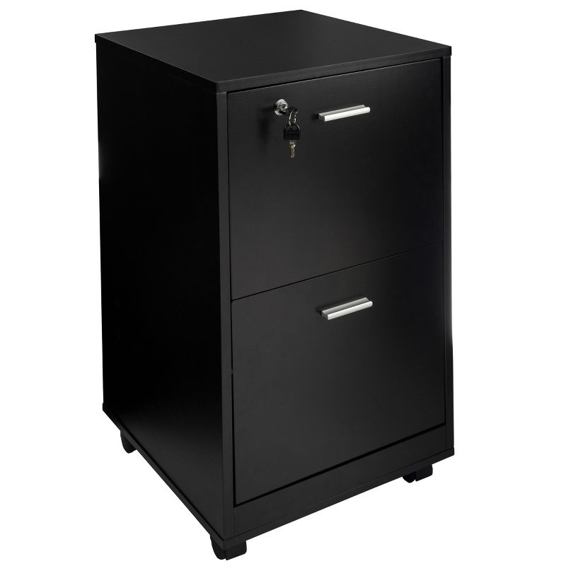 Lavish Home 2-Drawer File Cabinet with Lock and Rolling Wheels (Black)