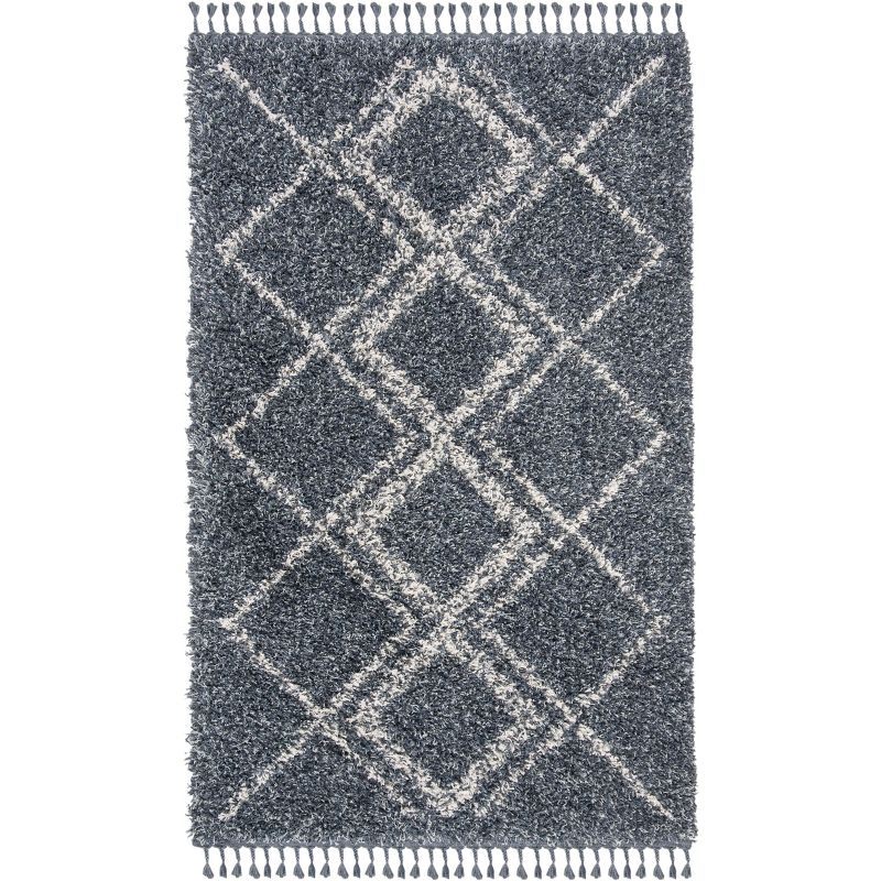 Pro Lux Shag PLX432 Power Loomed Area Rug - Blue/Creme - 5'x8' - Safavieh.