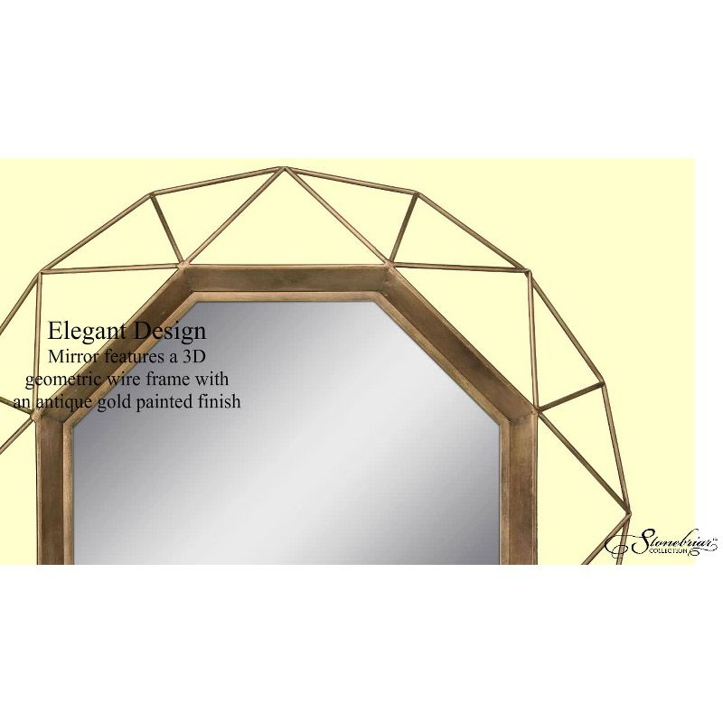 28.3" x 28.3" Metal Octagon Decorative Mirror Antique Gold - Stonebriar Collection: Modern Round No Assembly Wall Mount