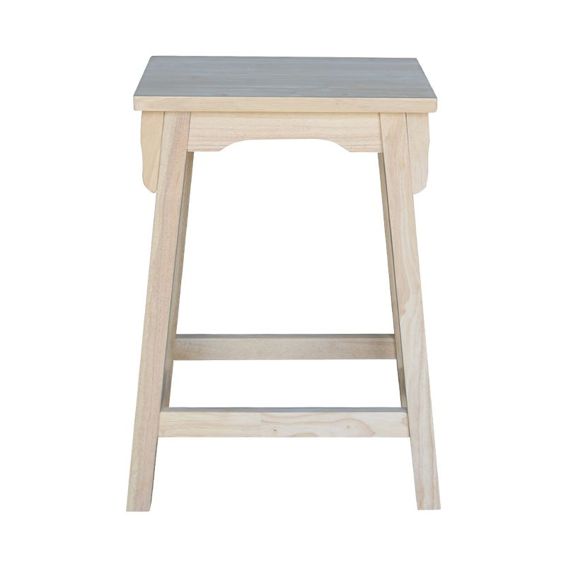 24" Mission Counter Height Barstool Unfinished - International Concepts: Solid Parawood, Rectangle Seat