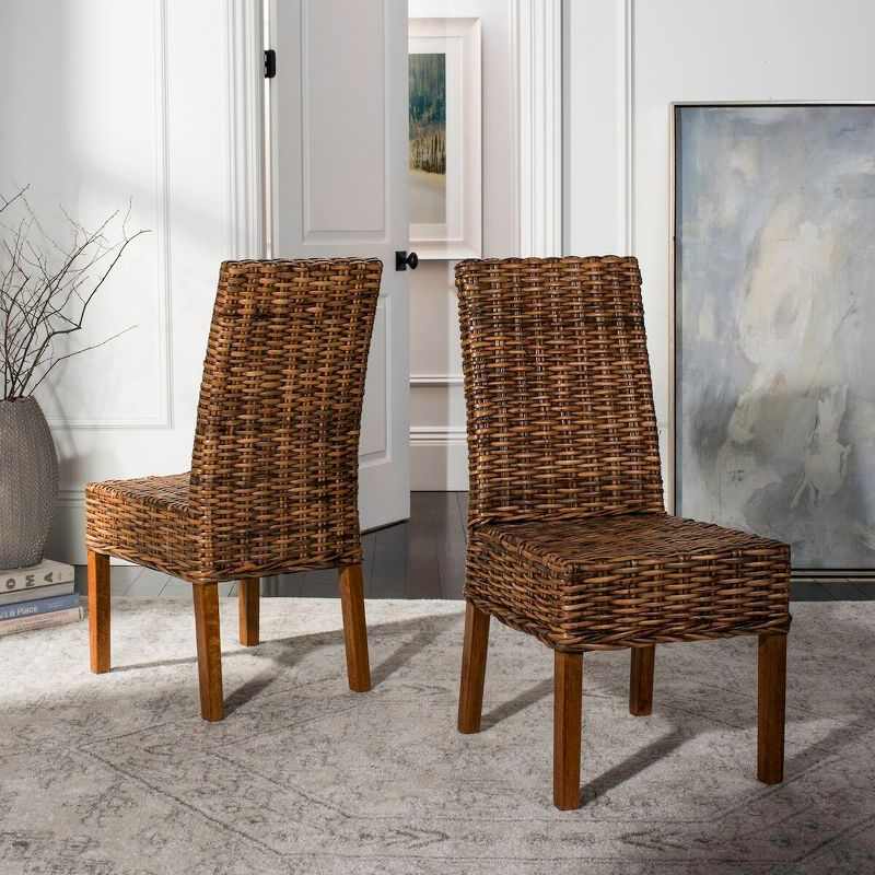 Sanibel 18"H Rattan Side Chair (Set of 2) - Brown - Safavieh