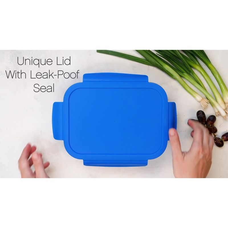Bentgo 41oz Glass Leak-proof Lunch Box with Plastic Lid - Gray: BPA-Free Food Storage, Stain & Odor-Resistant, Dishwasher Safe