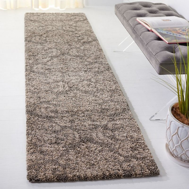 Florida Shag SG460 Power Loomed Indoor Runner Rug - Smoke/Beige - 2'3"x11' - Safavieh.