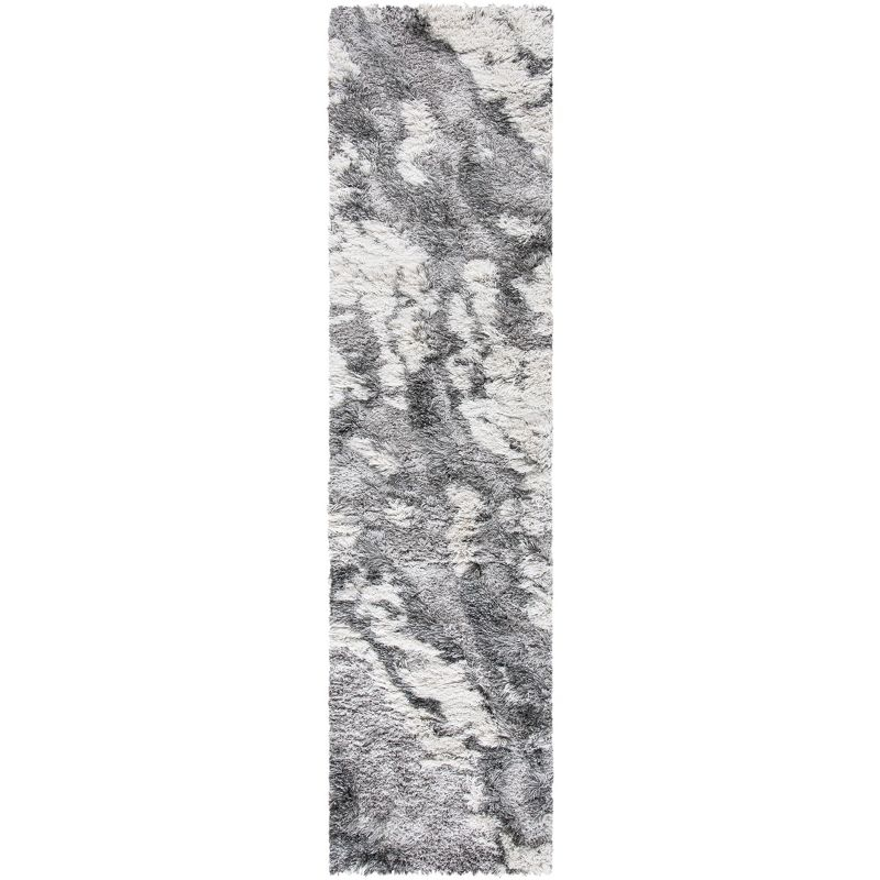Horizon Shag 800 HZN890 Machine Made Runner Rug - 2'x11' - Grey/Ivory - Safavieh