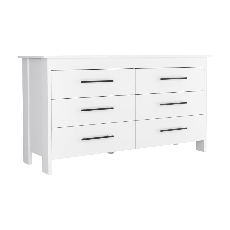 Depot E-Shop 6 Drawer Double Dresser, Four Legs, Superior Top