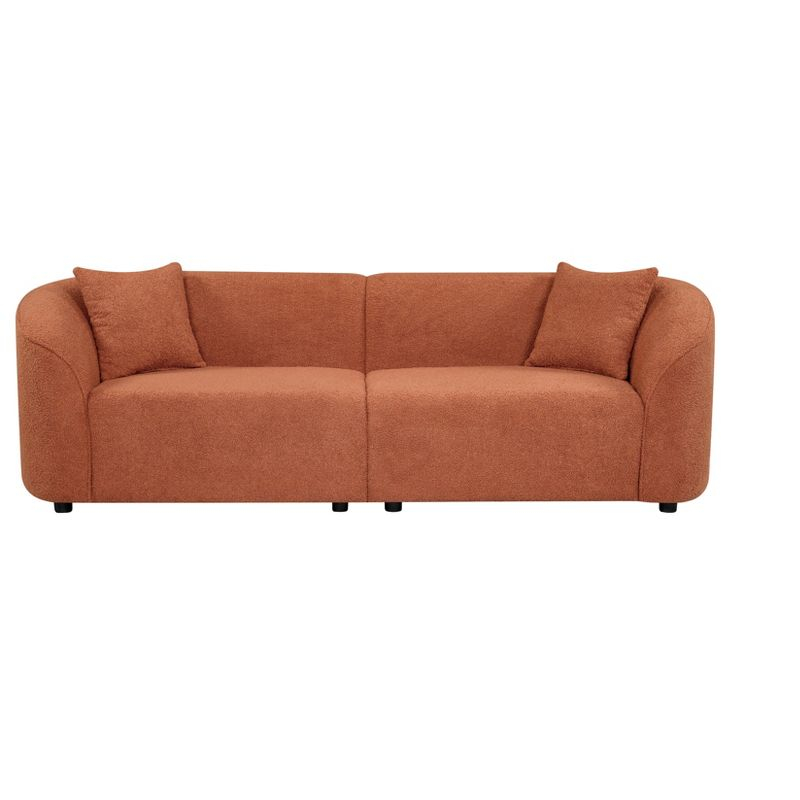Christopher Knight Home Godwin 87.5" Modern Upholstered 3 Seater Curved Sofa, Orange