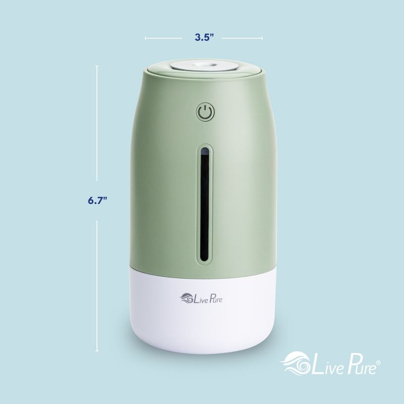 LivePure Aqua Glo Cool Mist Humidifiers for Bedroom. Small Humidifier for Babies, Nursery, Plants, Office. Ultrasonic Cool Mist Humidifier w/ Quiet