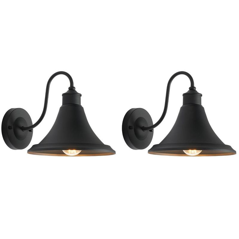 Graylyn 9" Outdoor Wall Sconce (Set of 2) - PLT7016 - Black - Safavieh