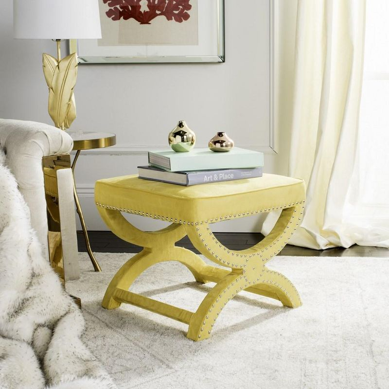 Mystic Ottoman with Silver Nail Heads - Yellow - Safavieh