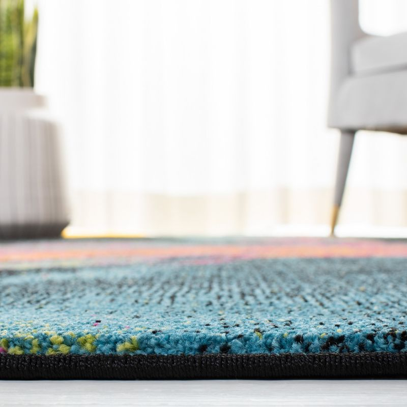 Galaxy GAL117 Power Loomed Indoor Area Rug - Blue/Orange - 6'7"x9' - Safavieh