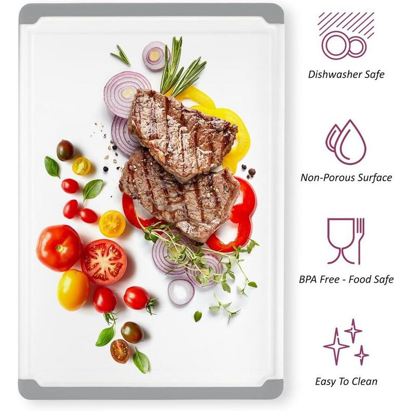 Plastic Cutting Boards for Kitchen - Large 18 x 12 Inch Rubber Cutting Board with Juice Grooves, Non-Slip, Dishwasher Safe Cutting Boards