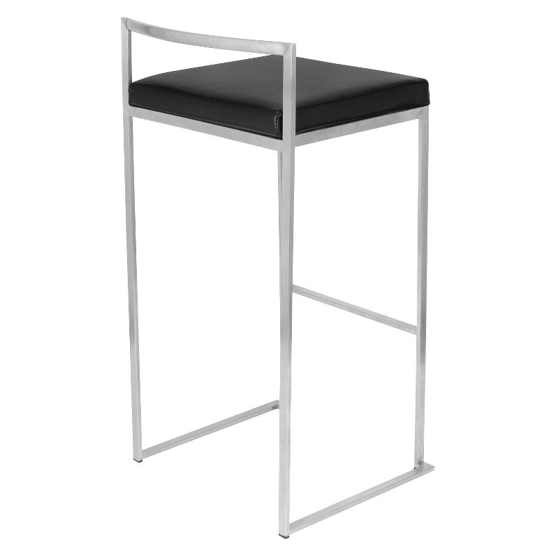 34" Set of 2 Fuji Contemporary Stackable Barstools Metal/Black Velvet - LumiSource: Low Back, Space-Saving Design