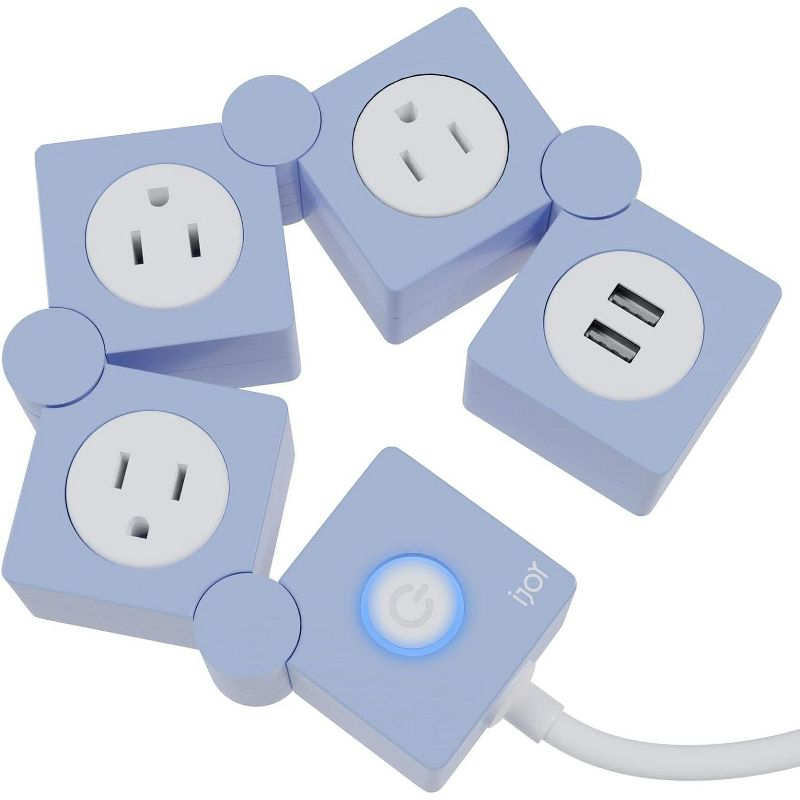 iJoy Flexible Power Strip- 3 AC Outlets and 2 USB Charging Ports with 5 Ft Extension Cord