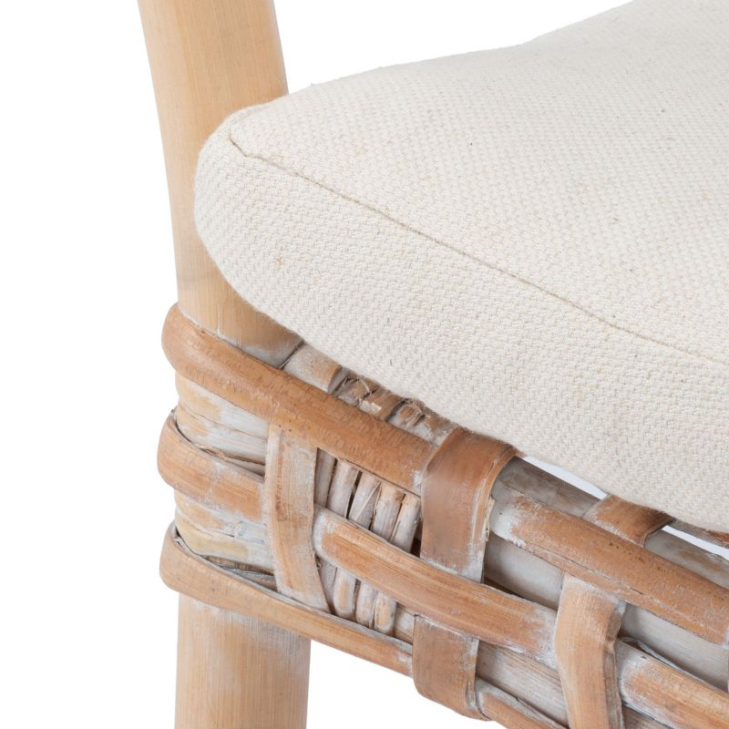 Collette Rattn Accent Chair W/ Cushion - ACH6515 - White/White Washed - Safavieh